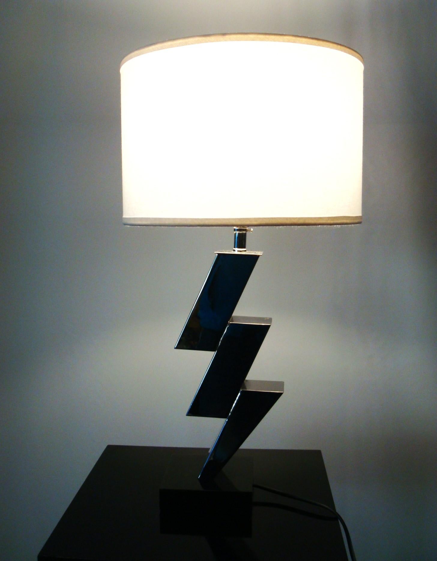 Pair of Lightning Art Deco Desny Style Table Lamps French 1930's For Sale 1