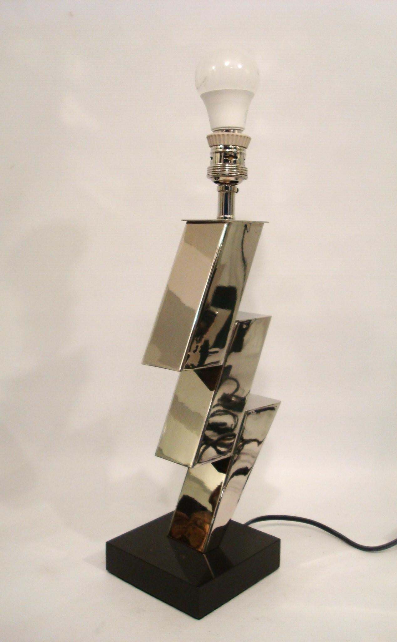 Pair of Lightning Art Deco Desny Style Table Lamps French 1930's For Sale 2