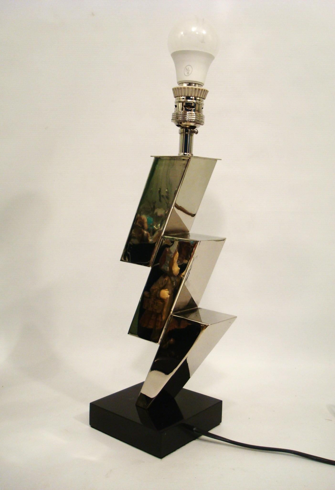 Pair of Lightning Art Deco Desny Style Table Lamps French 1930's For Sale 3