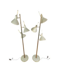 Pair of Lightolier Floor Lamps with Pivoting Shades designed by Thomas Moser