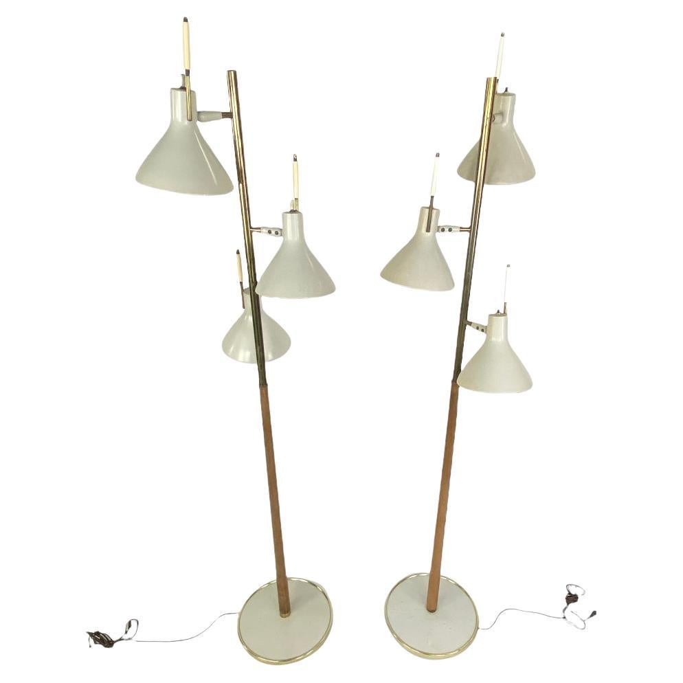 Pair of Lightolier Floor Lamps with Pivoting Shades designed by Thomas Moser