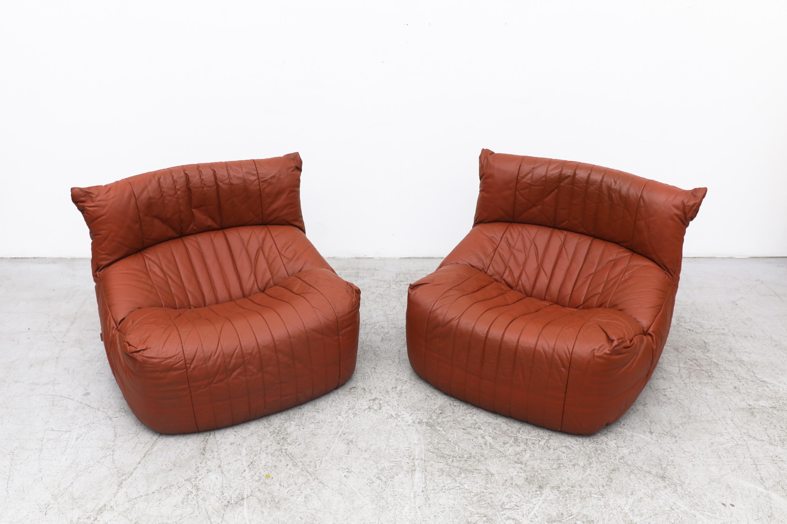 Leather Pair of Ligne Roset 'Aralia' Lounge Chairs by Michel Ducaroy