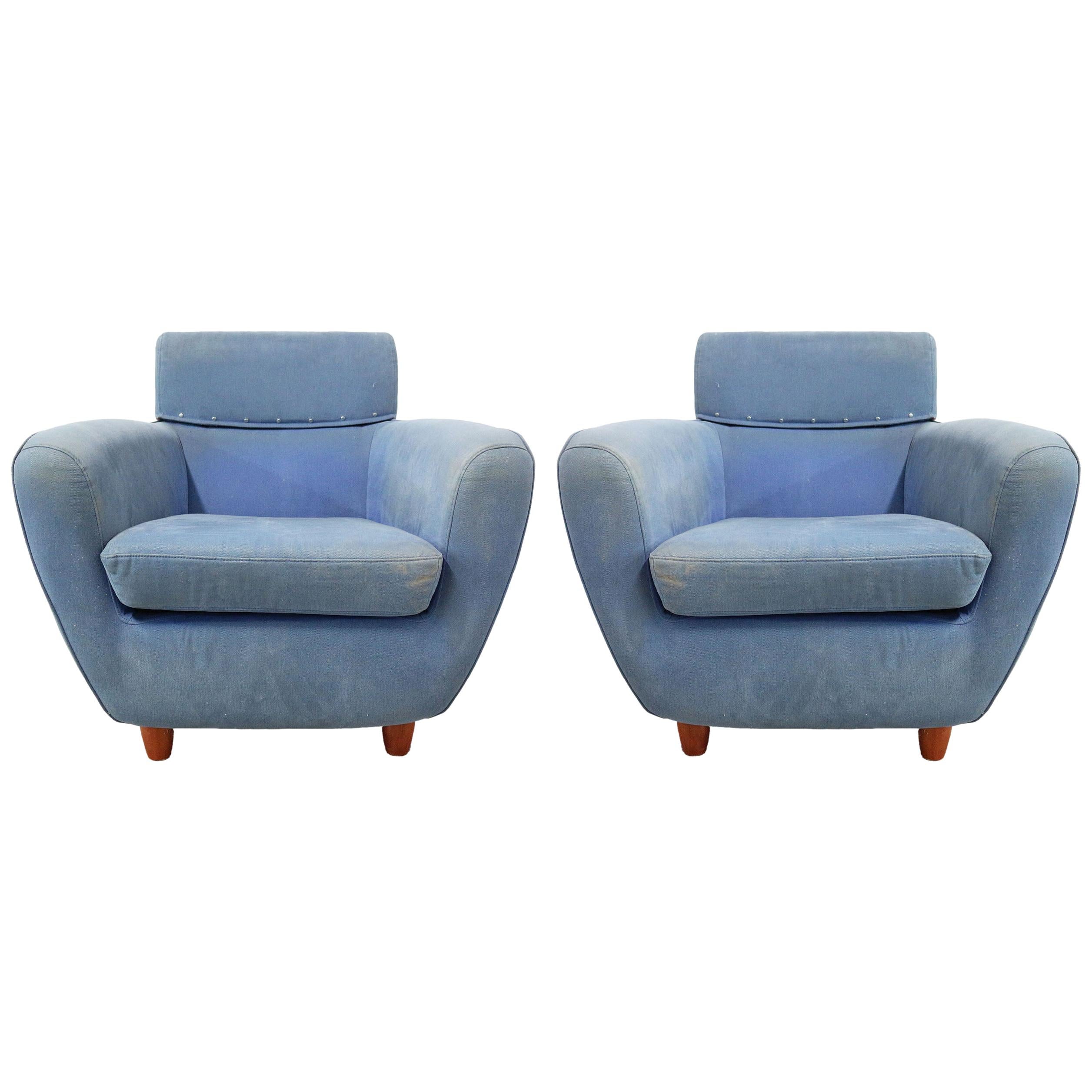 Pair of Ligne Roset Armchairs Vintage 20th Century to Recover