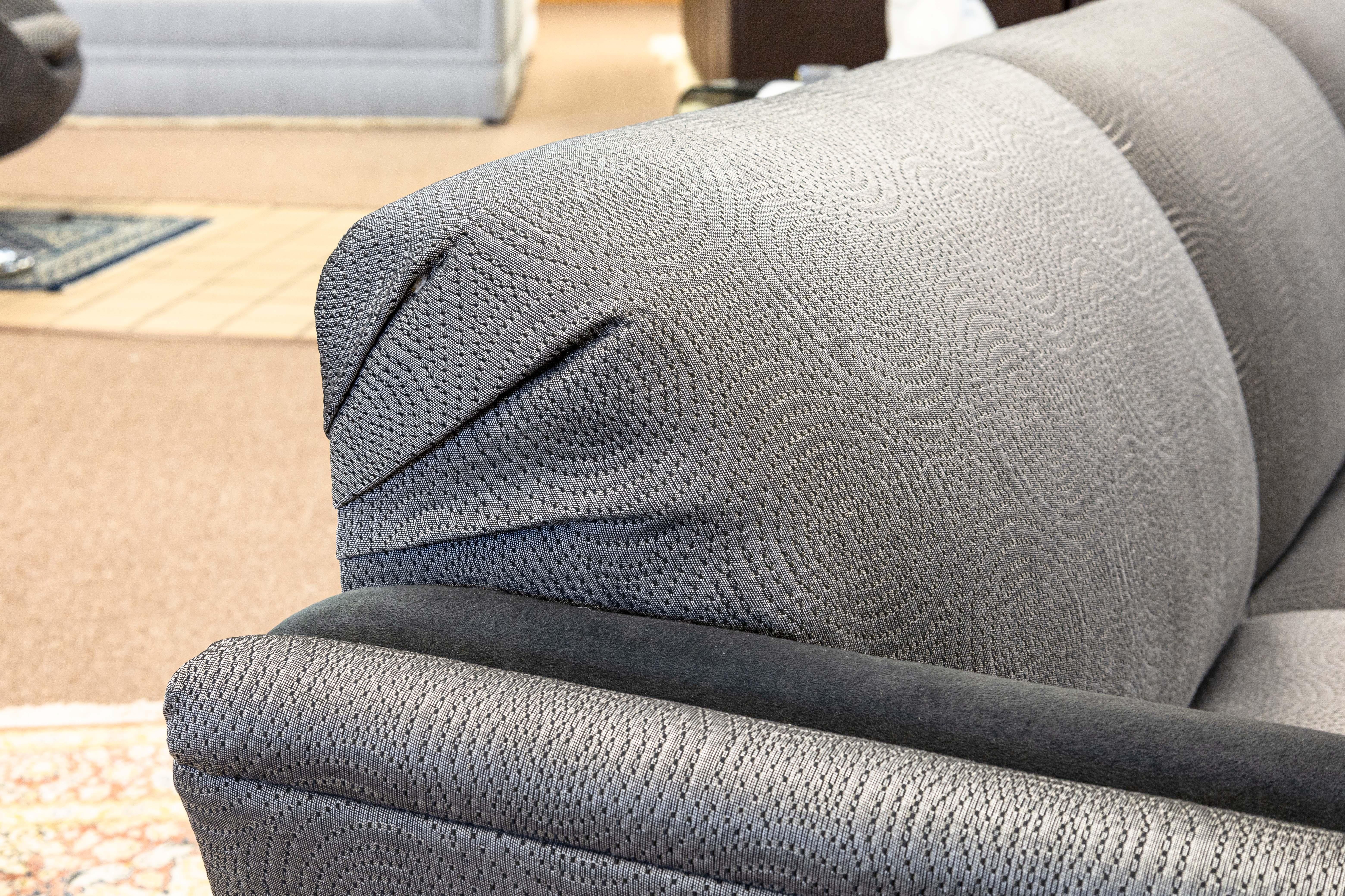 Pair of Ligne Roset Tufted Gray and Black Matching Sofa Couch and Loveseat Set For Sale 4
