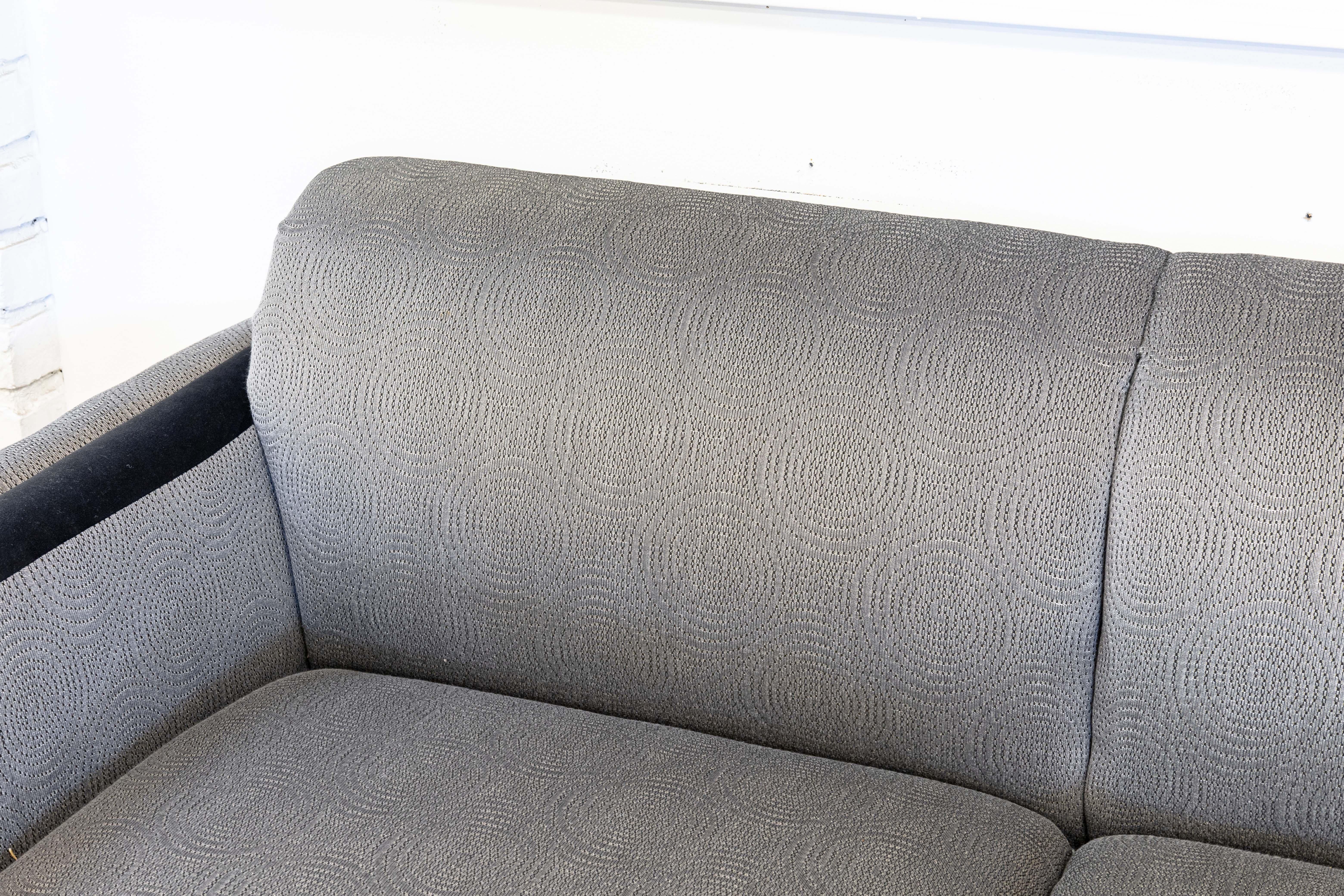 Pair of Ligne Roset Tufted Gray and Black Matching Sofa Couch and Loveseat Set For Sale 5