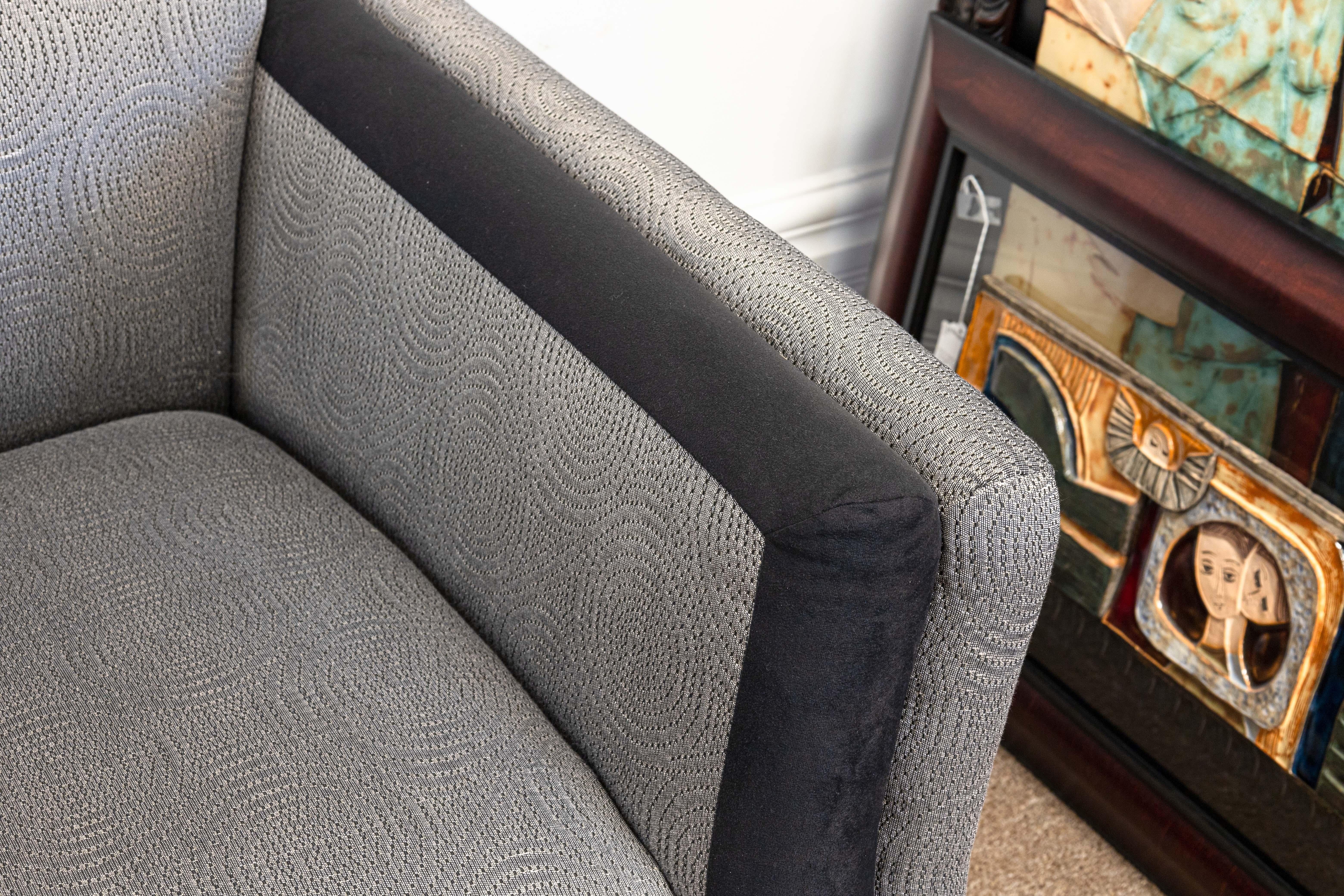 Pair of Ligne Roset Tufted Gray and Black Matching Sofa Couch and Loveseat Set 8