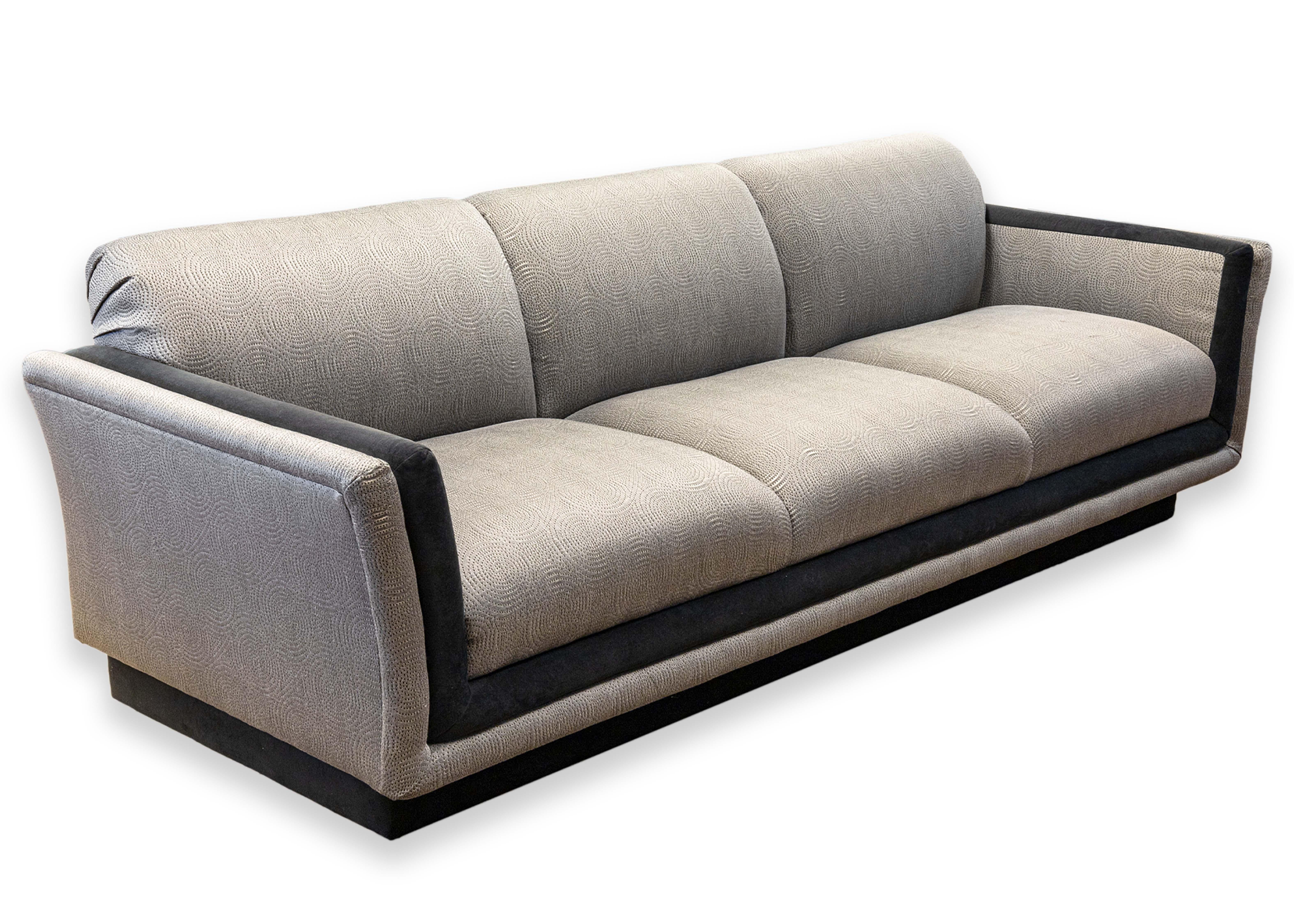 Modern Pair of Ligne Roset Tufted Gray and Black Matching Sofa Couch and Loveseat Set For Sale