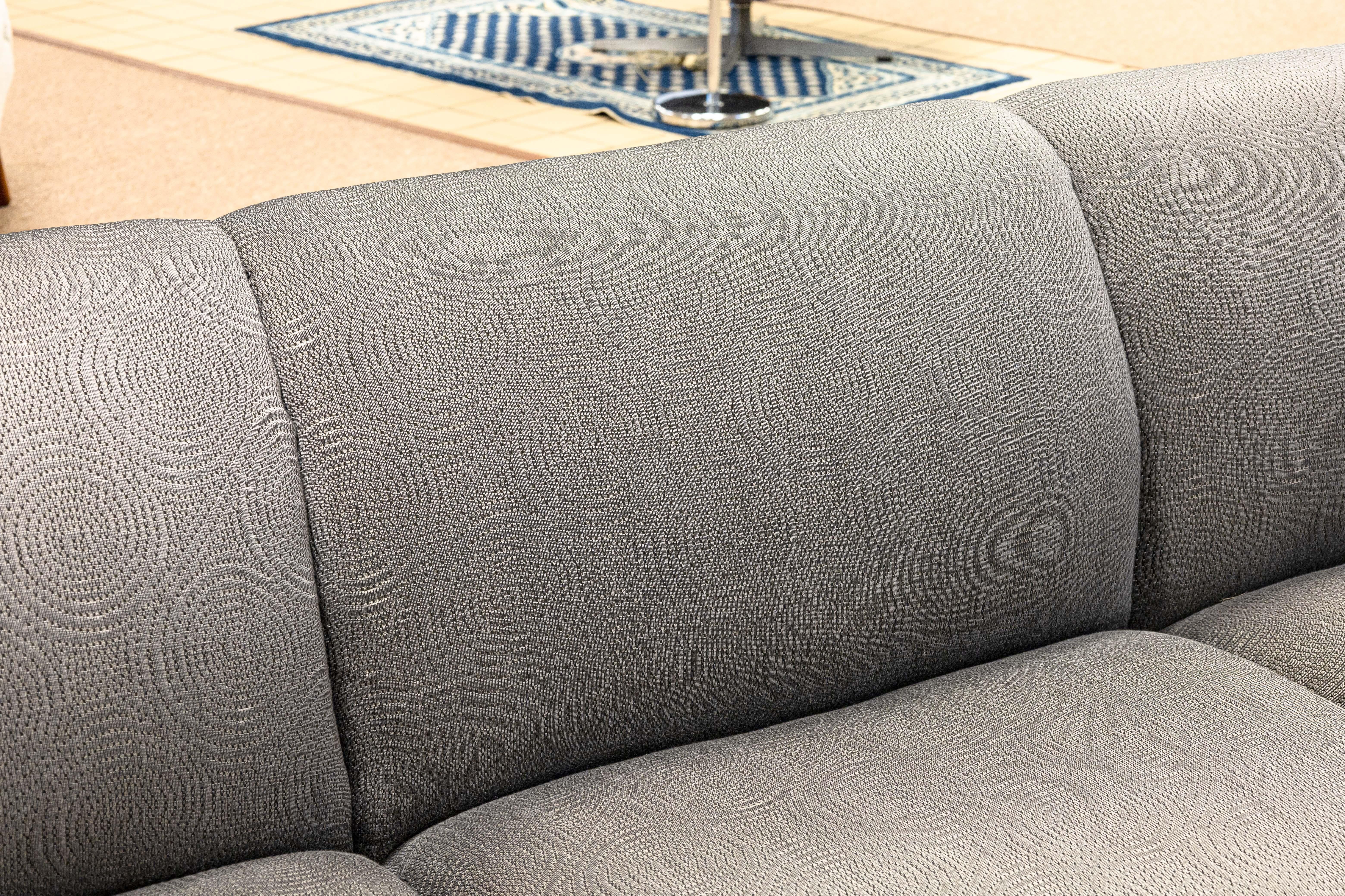 20th Century Pair of Ligne Roset Tufted Gray and Black Matching Sofa Couch and Loveseat Set For Sale