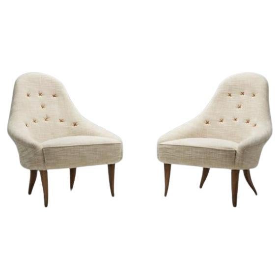 Pair of "Lilla Eva" Chairs by Kerstin Hörlin-Holmquist, Sweden 1950s For Sale