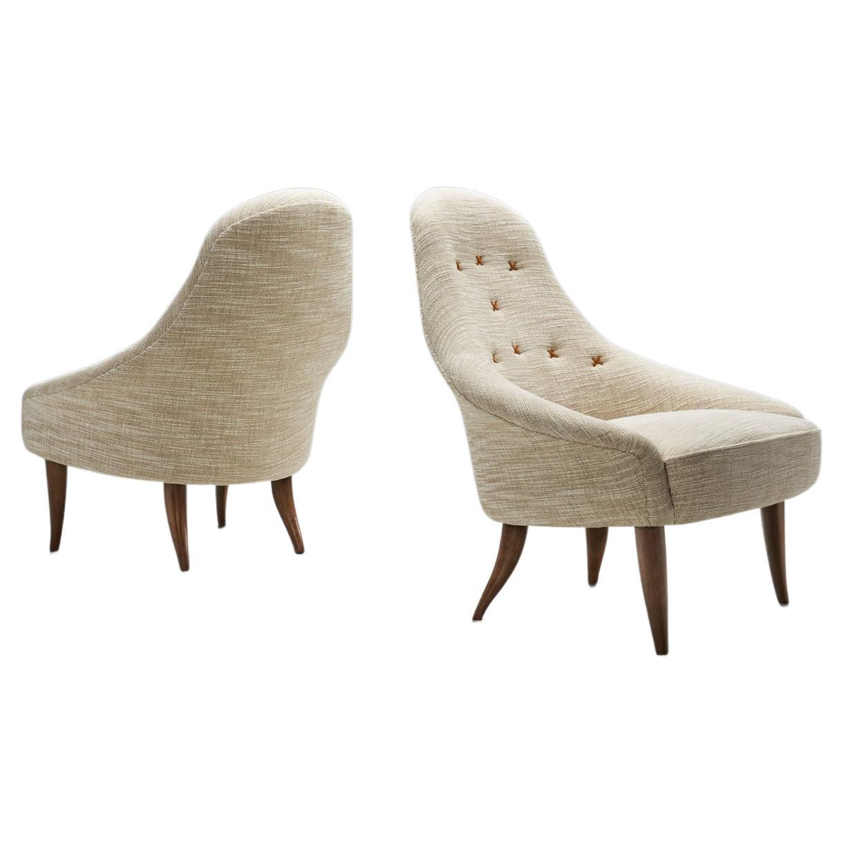 Pair of "Lilla Eva" Chairs by Kerstin Hörlin-Holmquist, Sweden 1950s For Sale