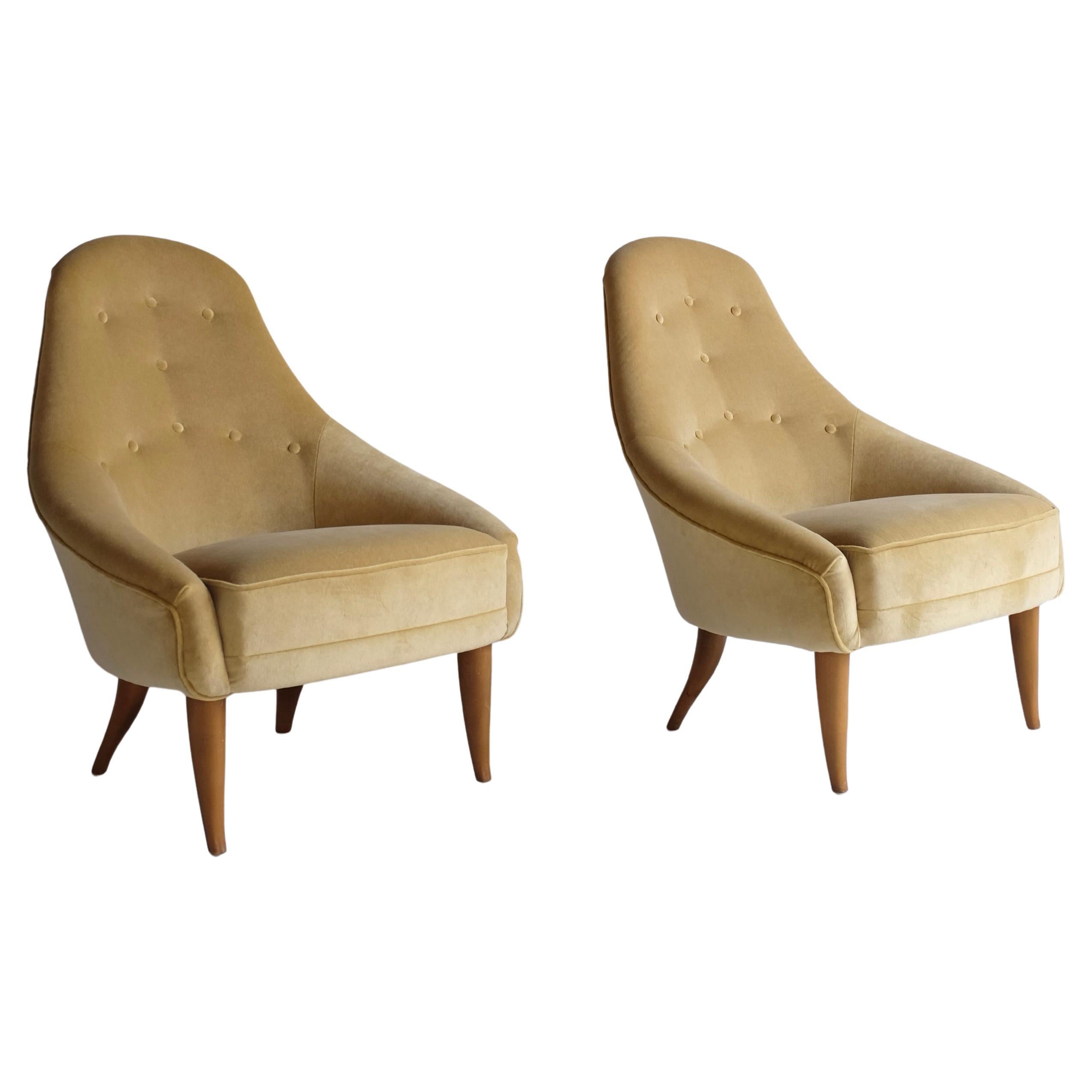 Pair of Lilla Eva Lounge Chairs by Kerstin Hörlin-Holmquist For Sale