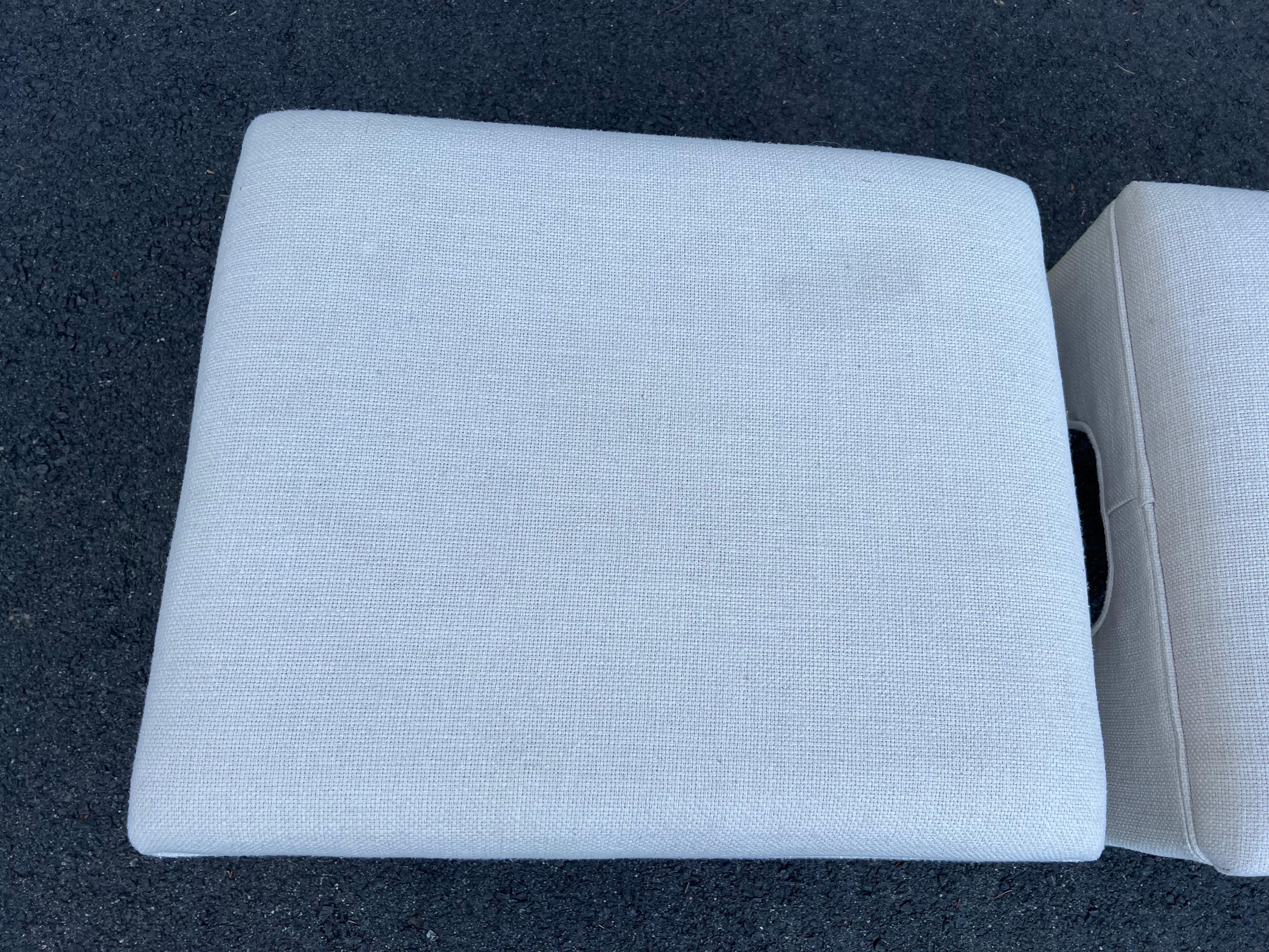 Pair of Lillian August Linen Ottomans 9