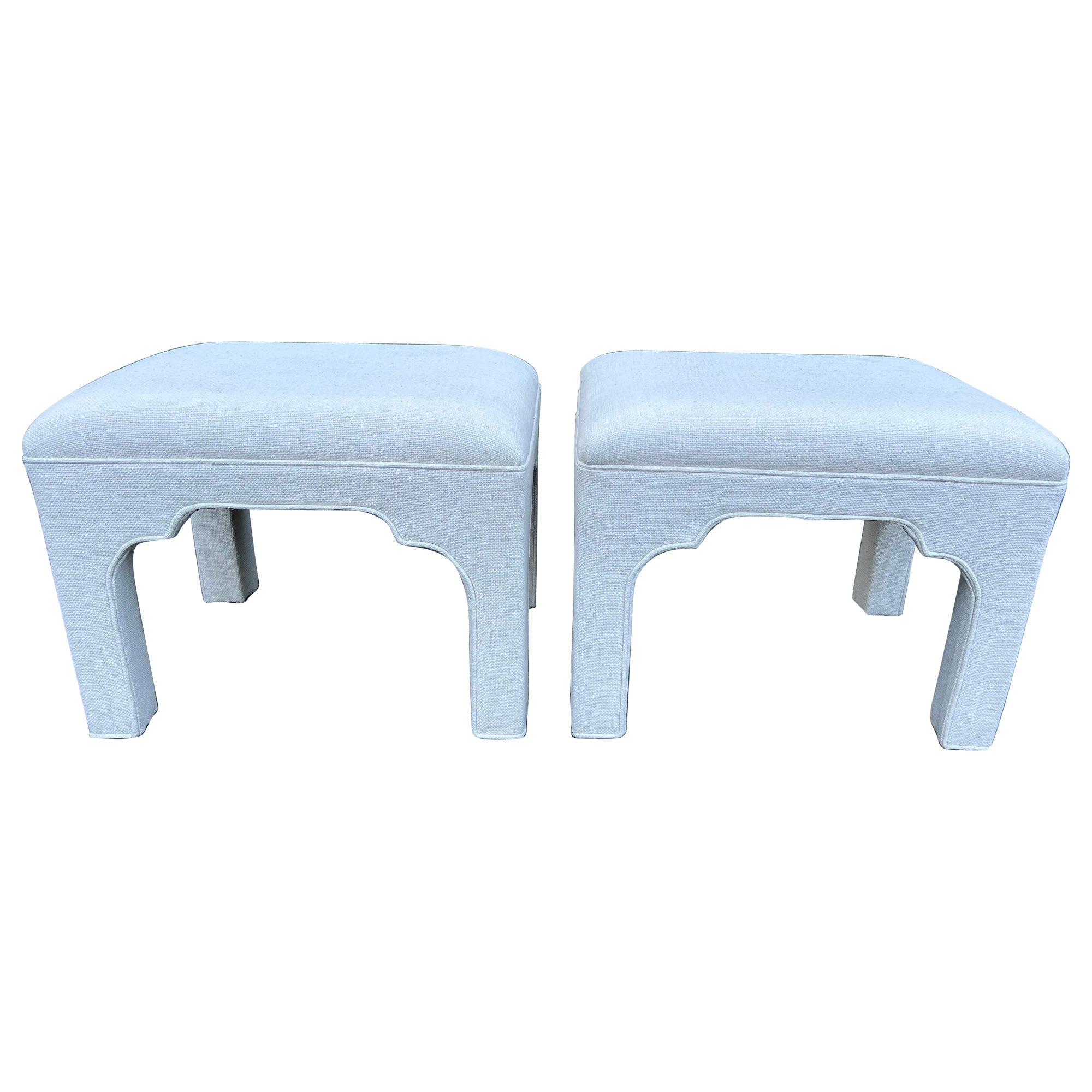 Pair of Lillian August Linen Ottomans