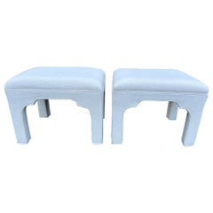 Pair of Lillian August Linen Ottomans