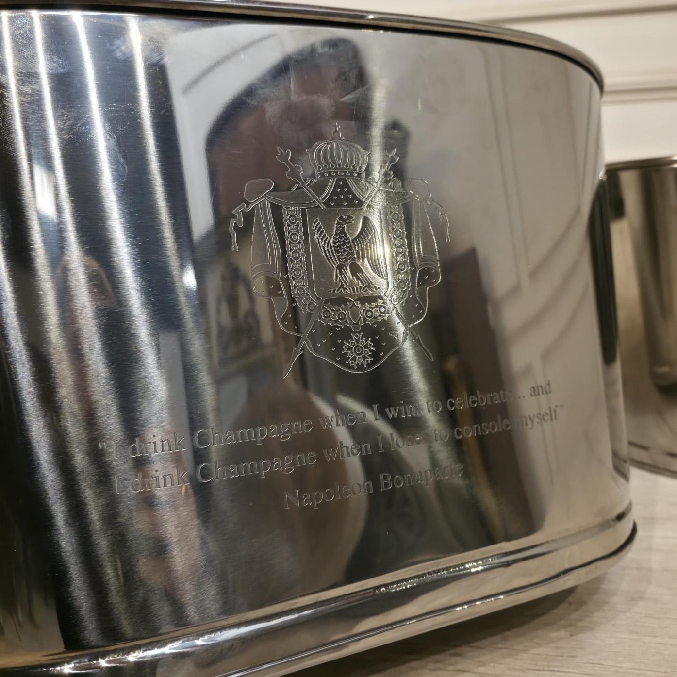 Engraved Pair of 'Lily Bollinger' Champagne Buckets For Sale