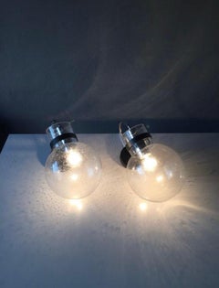 Pair of Limburg Bubbled Glass Sconces, Globe Designed Wall Lamps, 1970s Germany