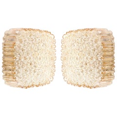 Pair of Limburg Flush Mount Lights or Sconces, Helena Tynell, Amber Glass, 1970