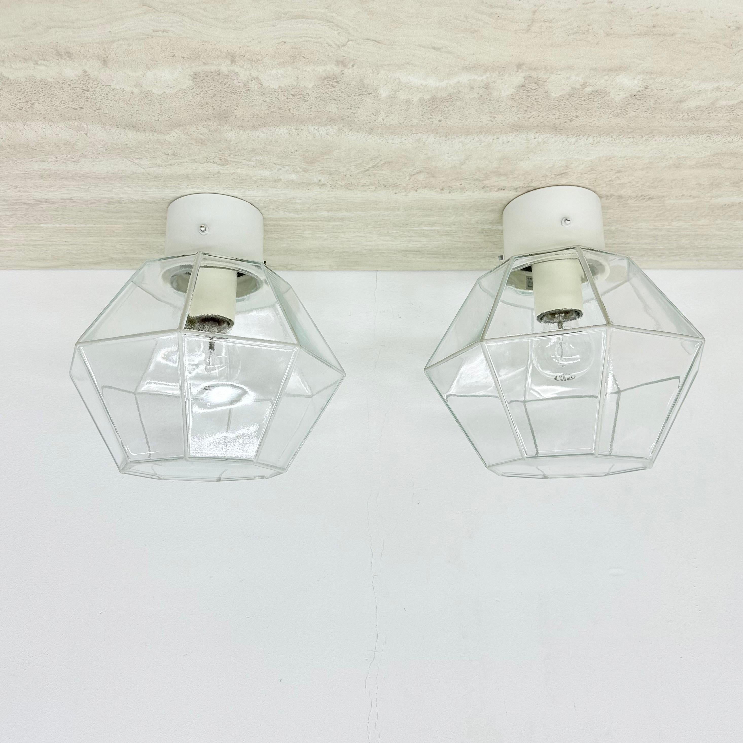 Paire de plafonniers à encastrer Glashütte Limburg , années 1970 en vente 3