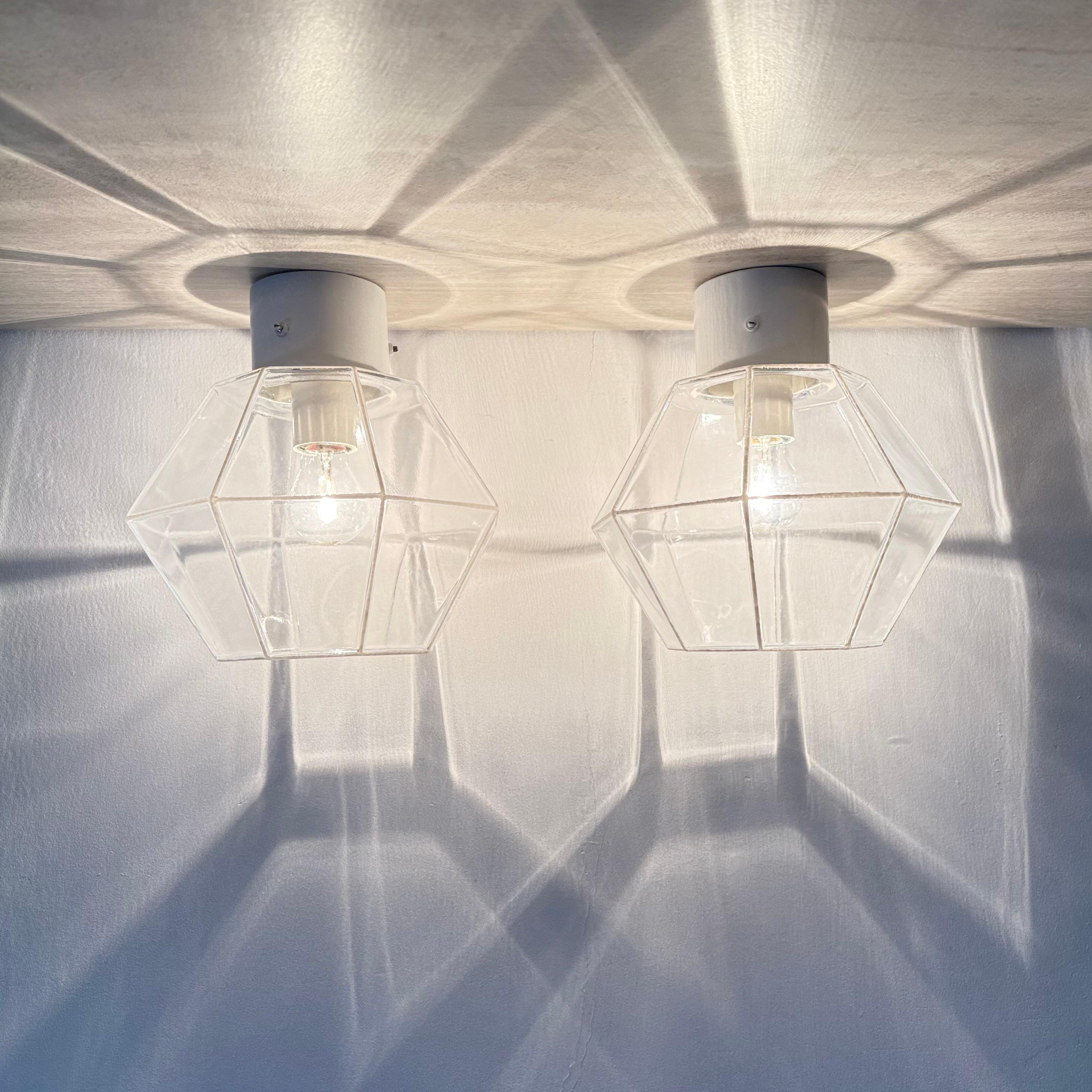 Paire de plafonniers à encastrer Glashütte Limburg , années 1970

