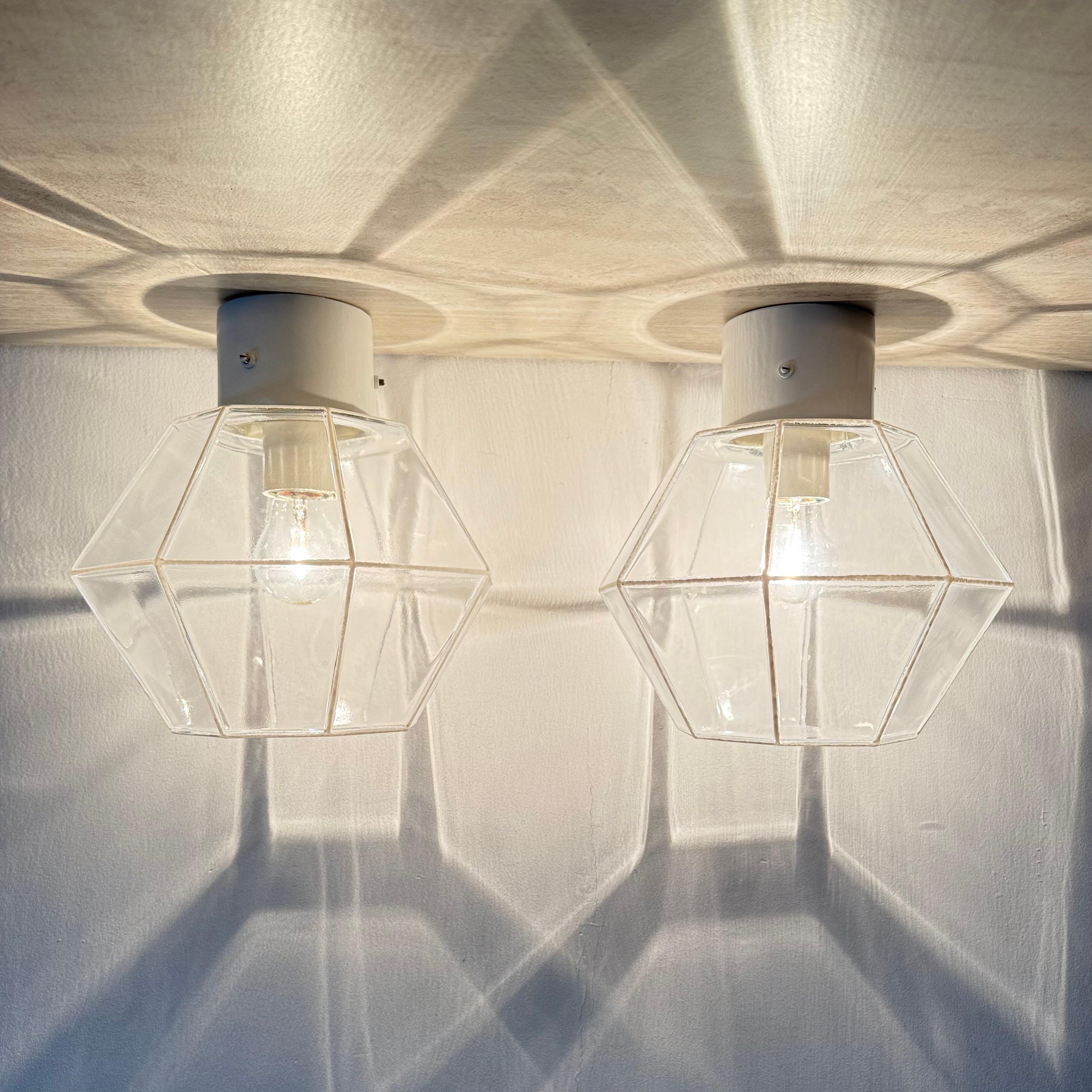 Paire de plafonniers à encastrer Glashütte Limburg , années 1970 Bon état - En vente à Delft, NL