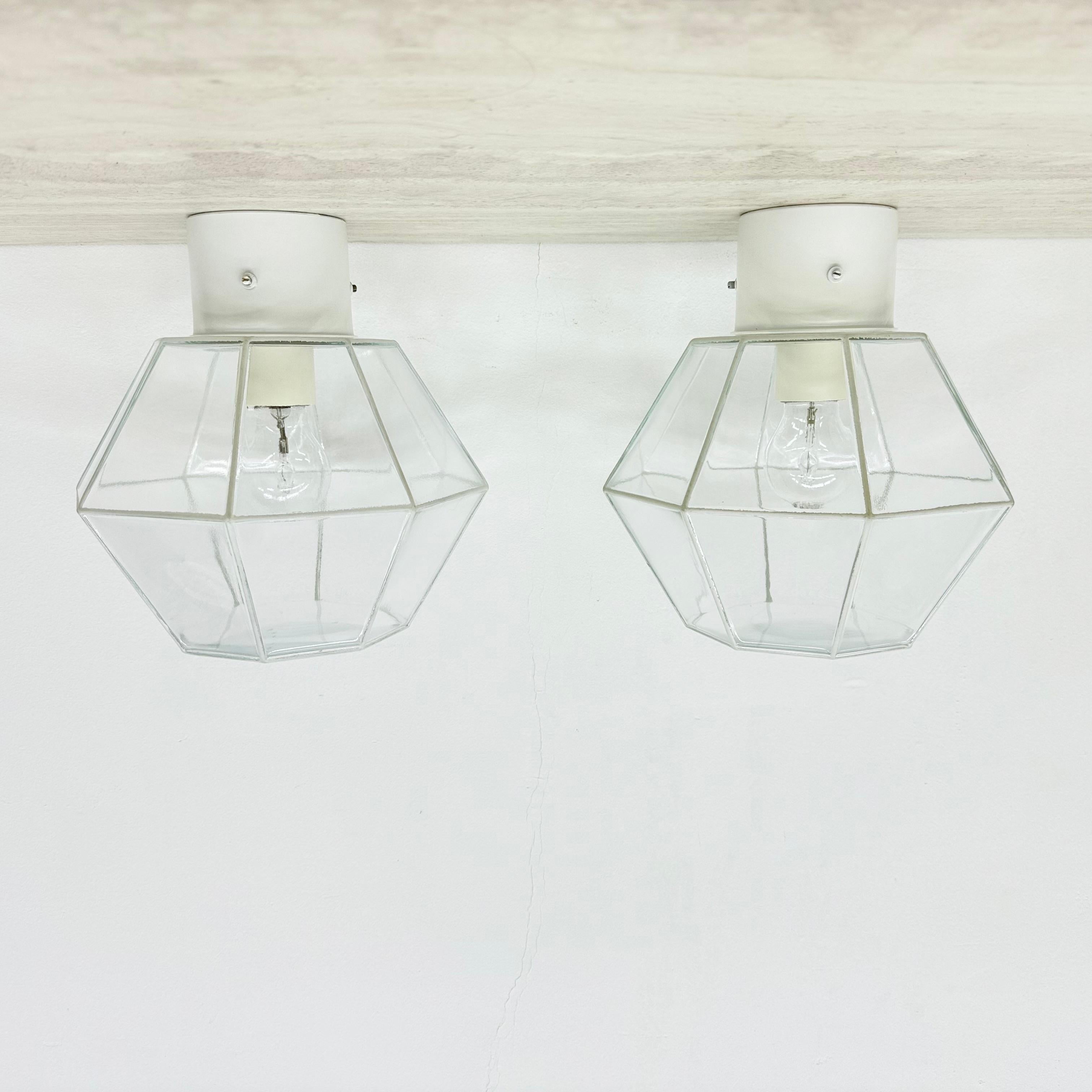 Fin du 20e siècle Paire de plafonniers à encastrer Glashütte Limburg , années 1970 en vente