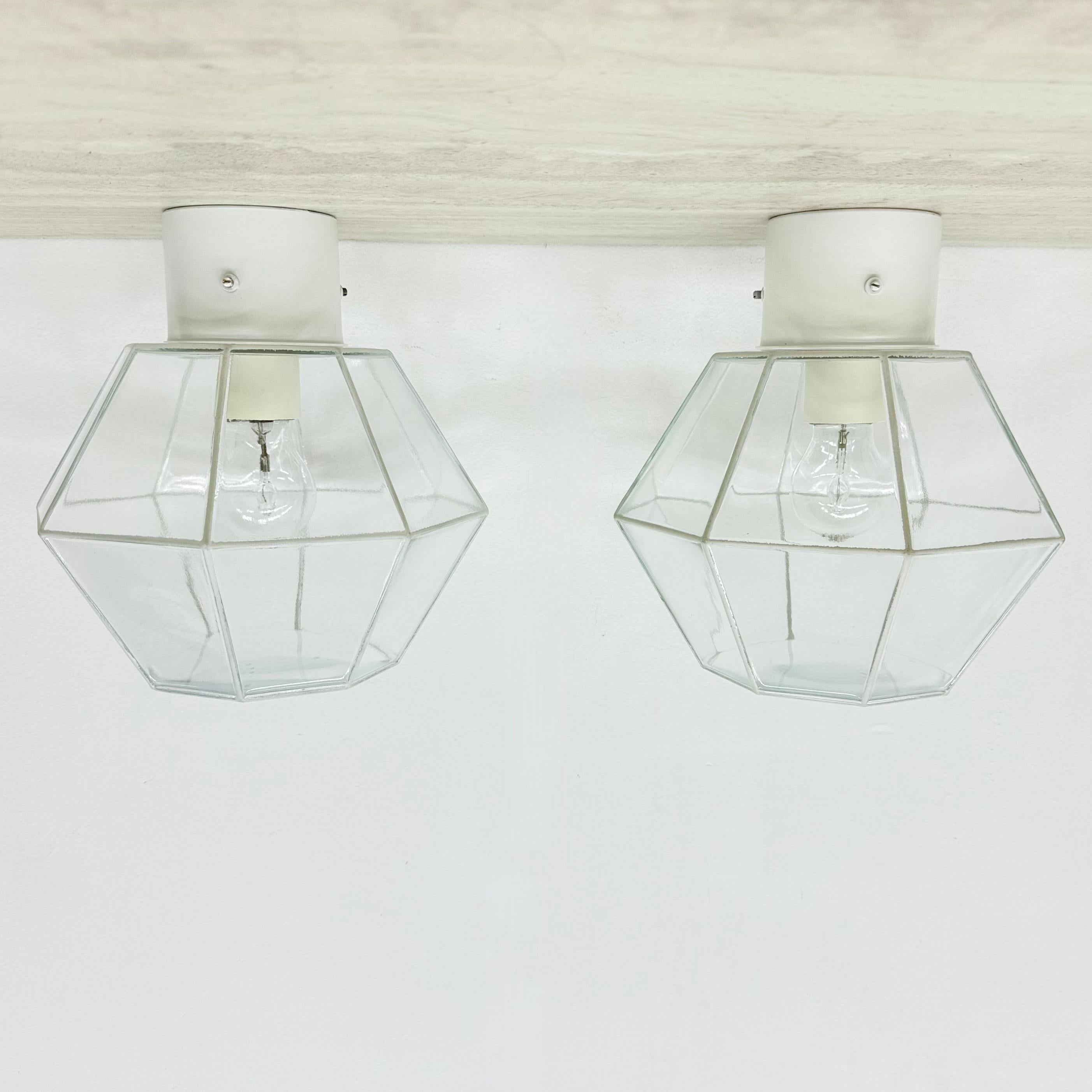 Métal Paire de plafonniers à encastrer Glashütte Limburg , années 1970 en vente