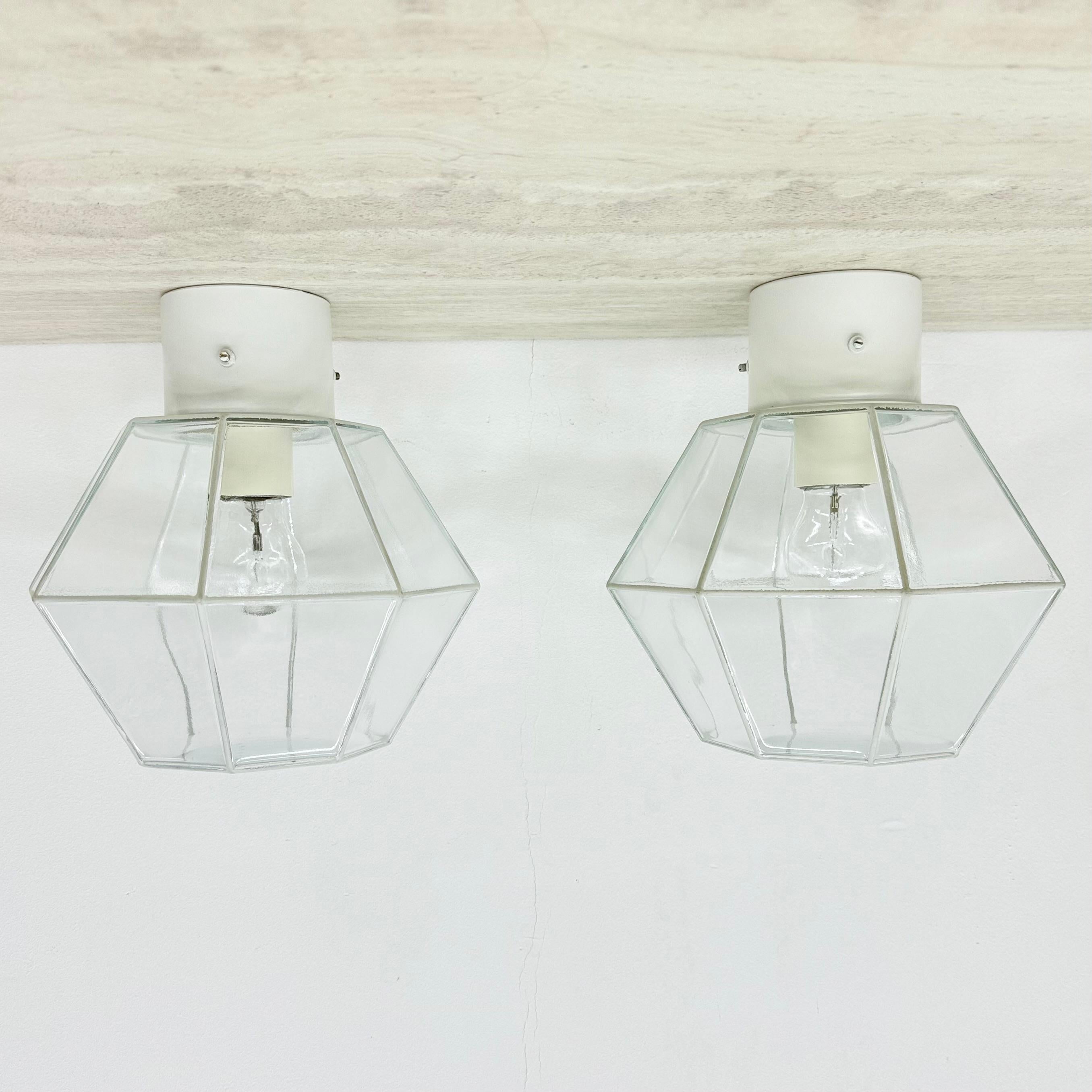 Paire de plafonniers à encastrer Glashütte Limburg , années 1970 en vente 1