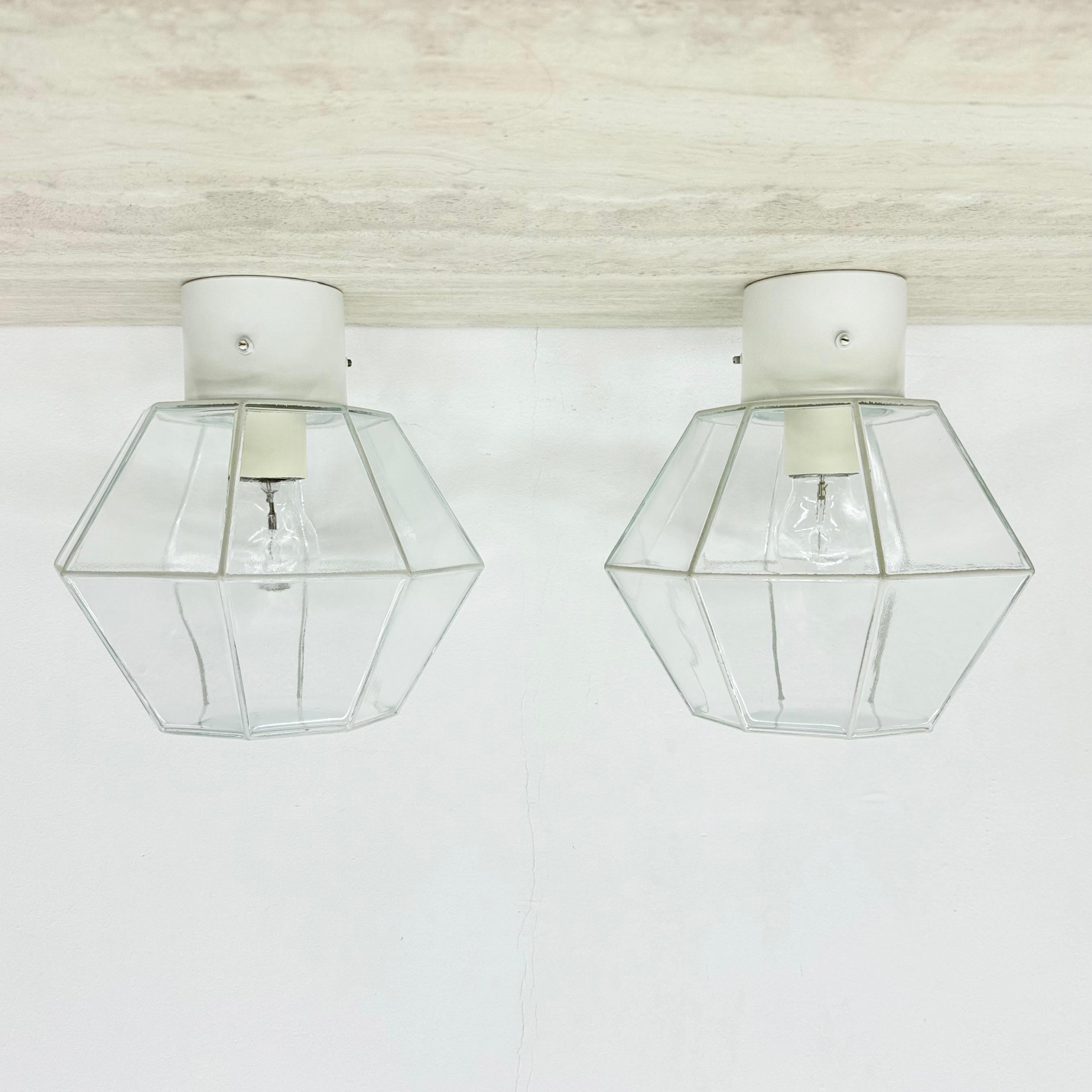 Paire de plafonniers à encastrer Glashütte Limburg , années 1970 en vente 2