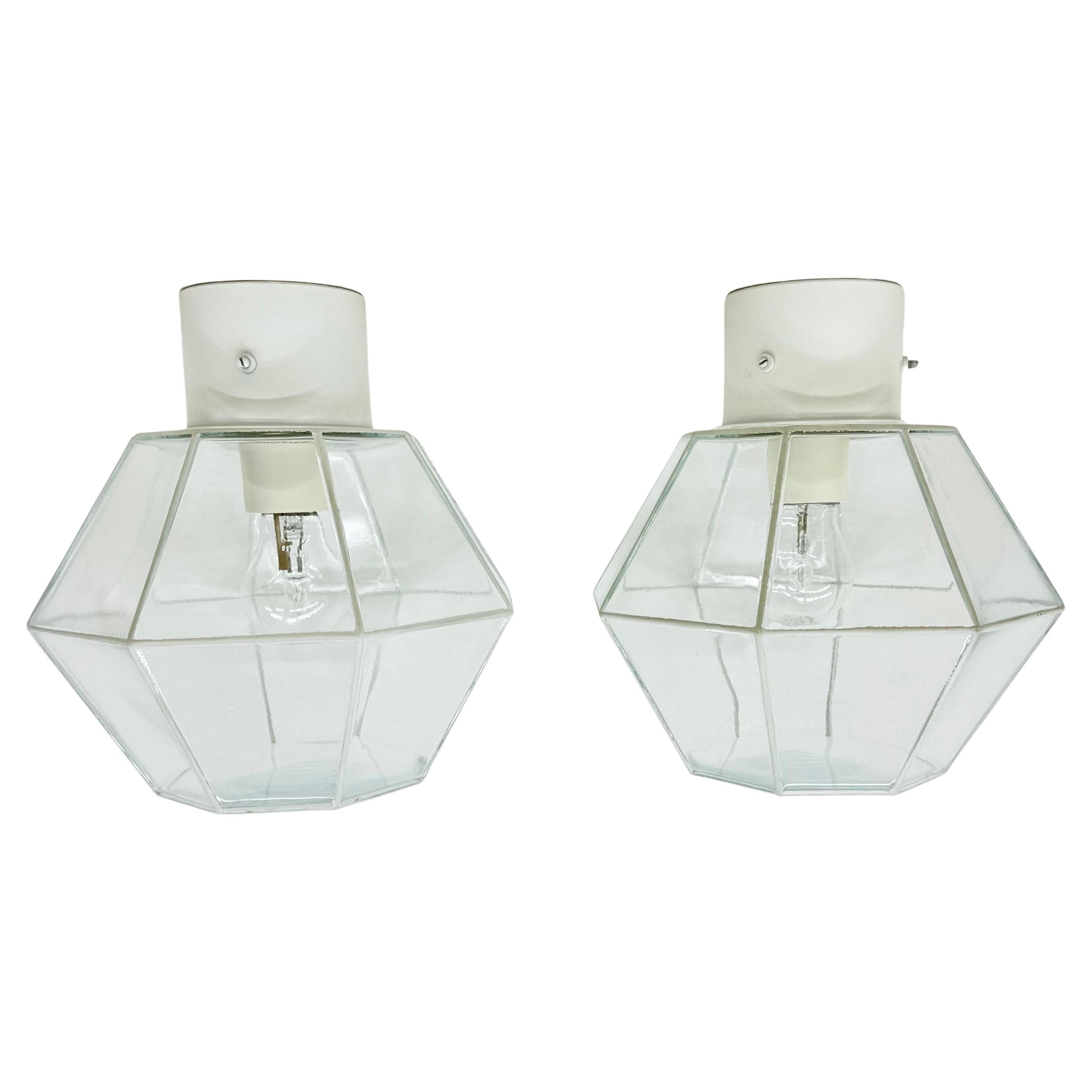 Paire de plafonniers à encastrer Glashütte Limburg , années 1970 en vente