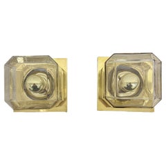Pair of Limburg Glashütte wall lamps , 1970s