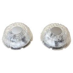 Pair of Limburg Textured Glass Flush Mount Ceiling Lights, Germany, 1970s