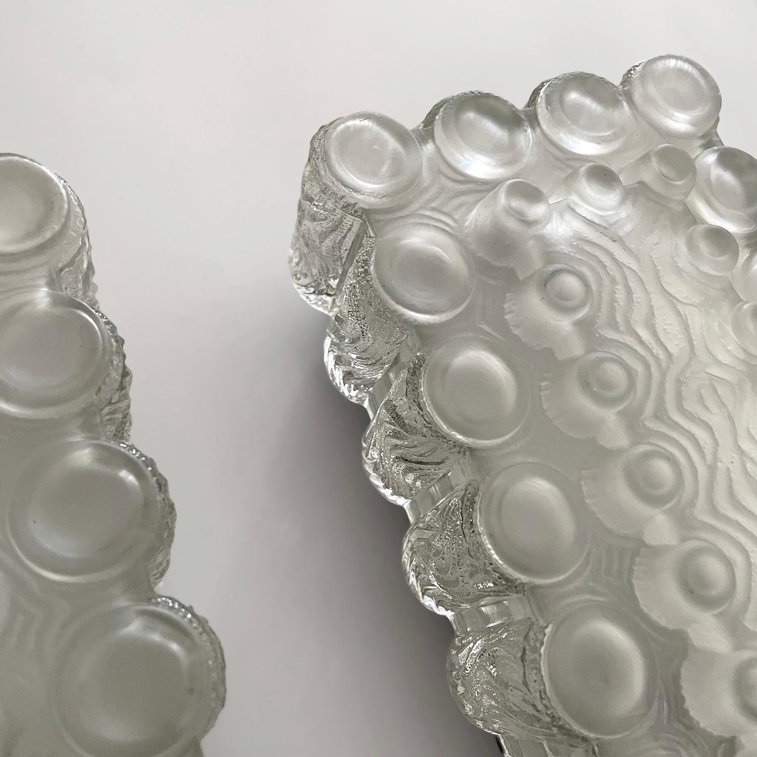 Paire d'appliques à bulles en verre glacé texturé Limburg en vente 4