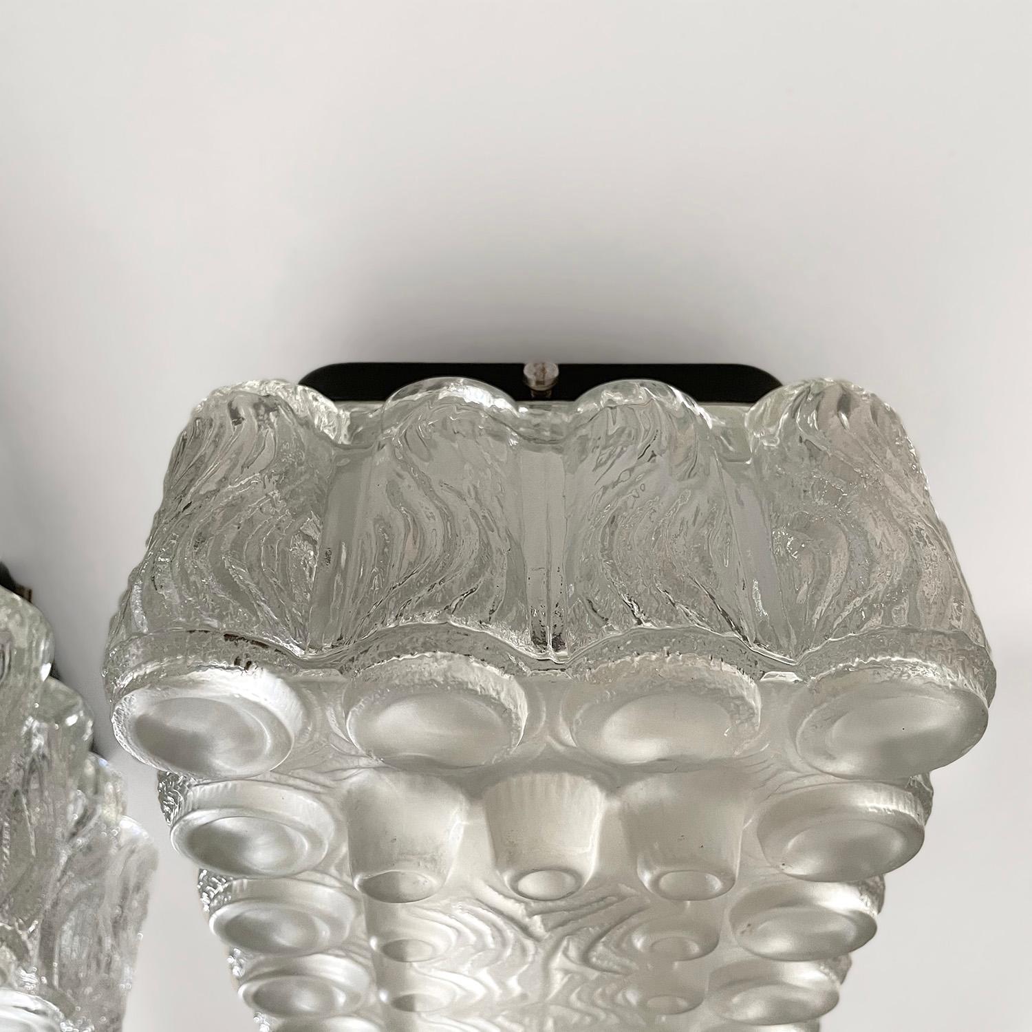 Pair of Limburg Textured Ice Glass Bubble Sconces For Sale 10
