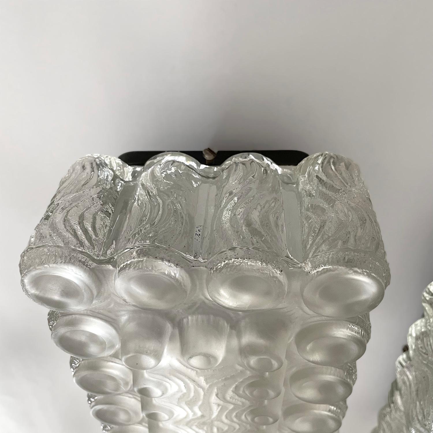 Pair of Limburg Textured Ice Glass Bubble Sconces For Sale 11