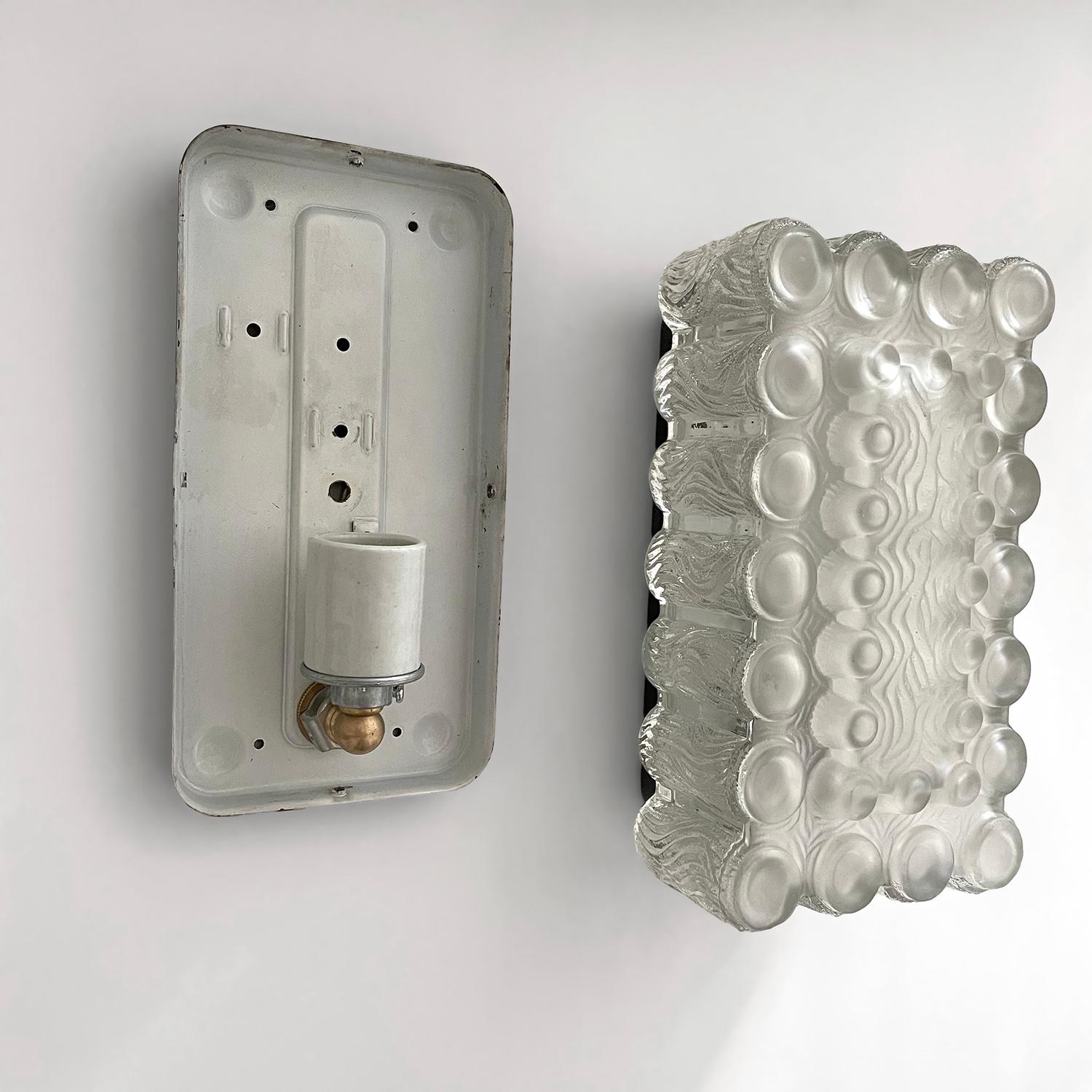 Pair of Limburg Textured Ice Glass Bubble Sconces For Sale 13