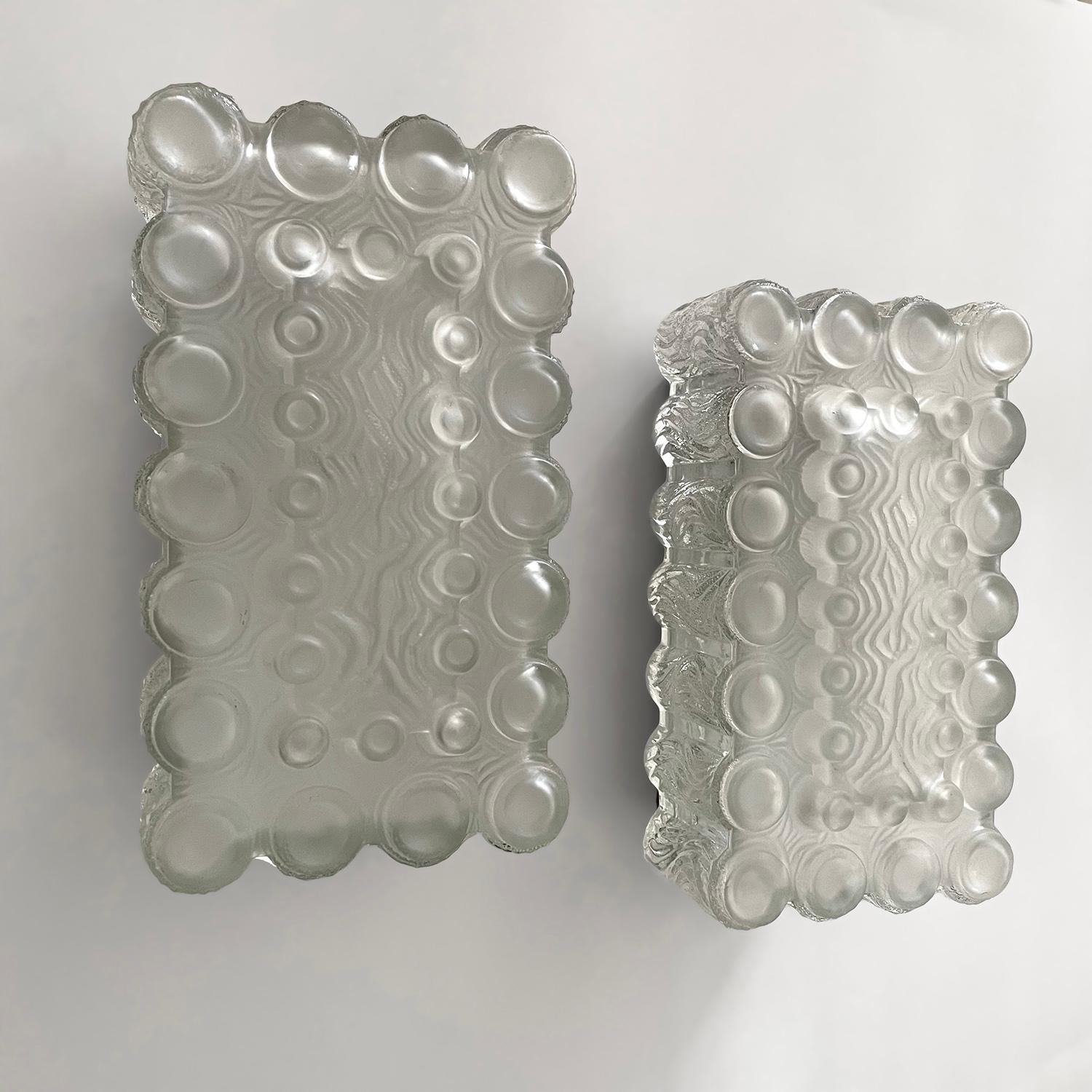 Pair of Limburg Textured Ice Glass Bubble Sconces In Good Condition For Sale In Los Angeles, CA