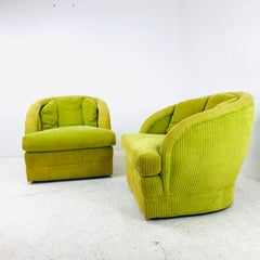 Pair of Lime Green Club Chairs on Casters