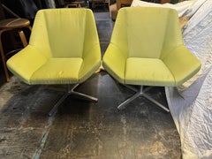 Pair of Lime Green Keilhauer Swivel Lounge Chairs
