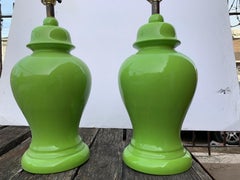 Pair of Lime Green Table Lamps