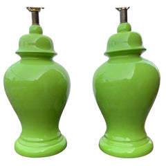 Pair of Lime Green Table Lamps