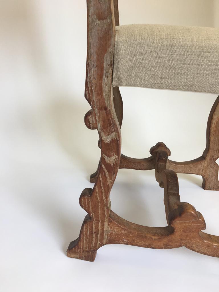 19th Century Pair of Limed Oak Scottish Arts & Crafts Chairs