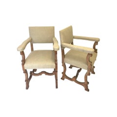 Antique Pair of Limed Oak Scottish Arts & Crafts Chairs