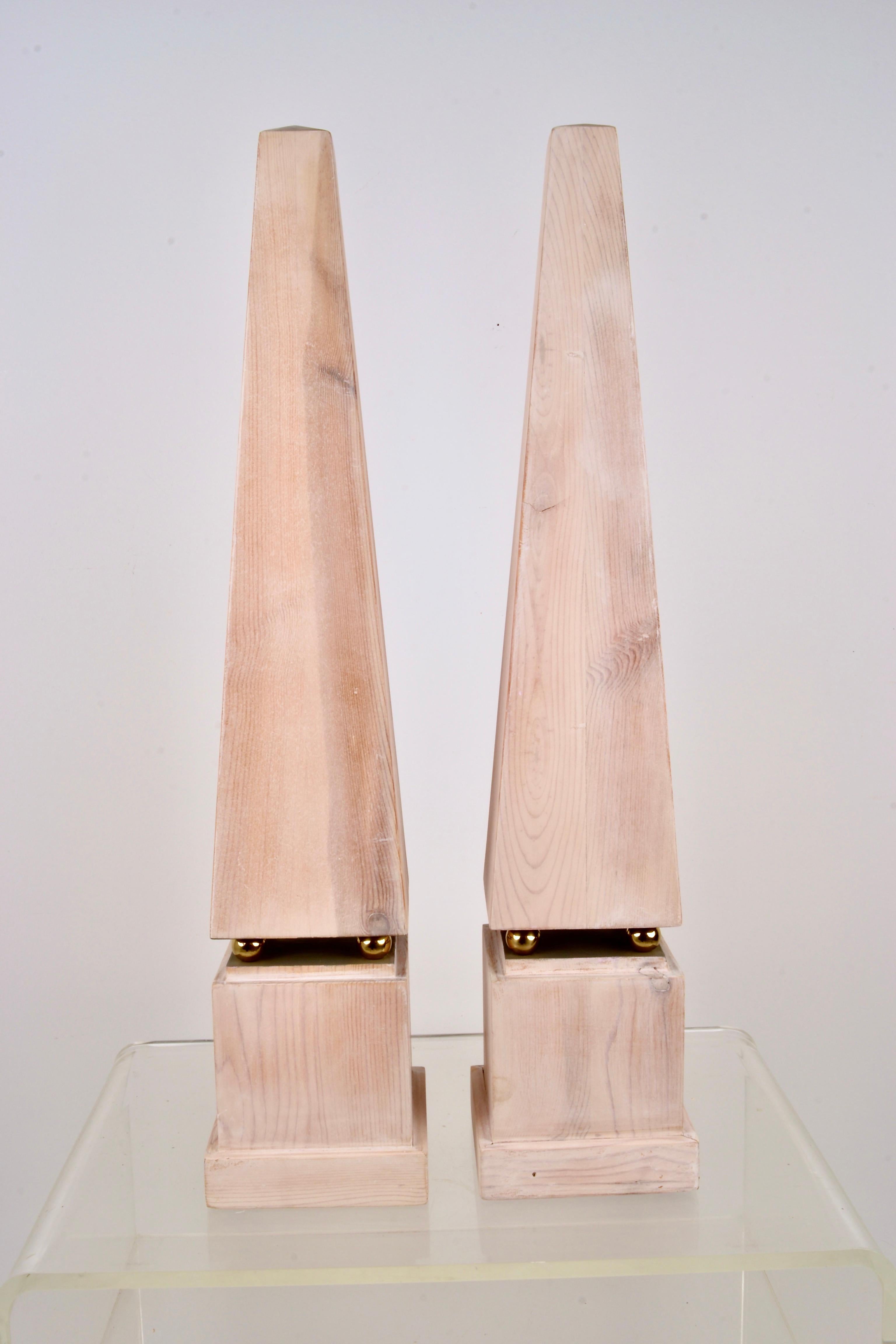 Pair of Limed Wood Obelisks 2