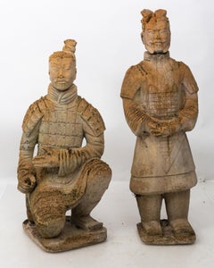 Pair of Limestone Japanese Warrior Statues
