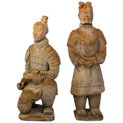 Pair of Limestone Japanese Warrior Statues