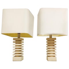 Pair of Limestone Table Lamps, 1970s