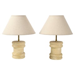 Paire de lampes de table en pierre calcaire Italie 1970