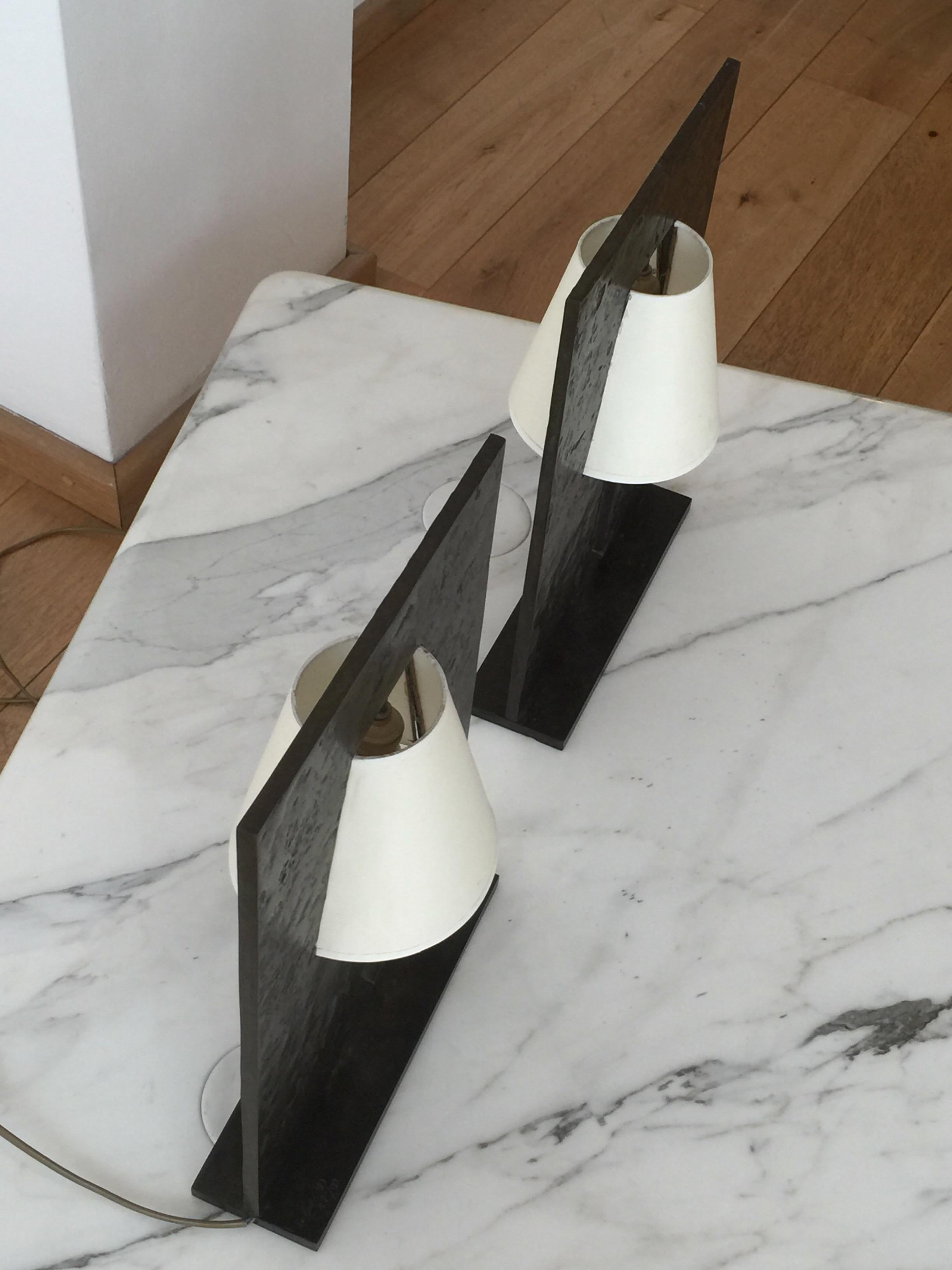 Bronze Pair of Limited Edition 'Allusion' Table Lights by Hubert Le Gall, 1999