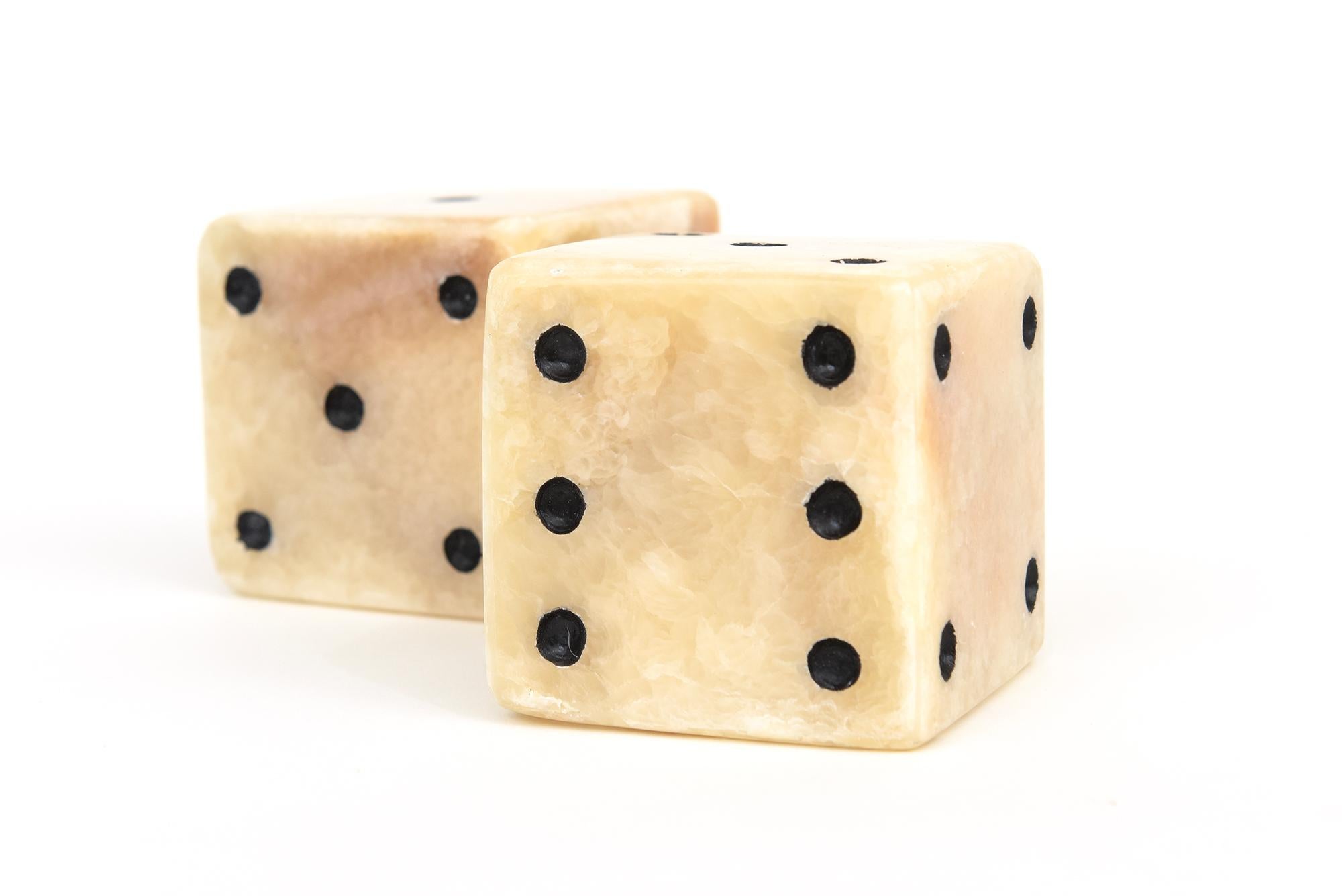 Pair of Limited Edition Square Onyx Dice Sculpture or Desk Accessory 4