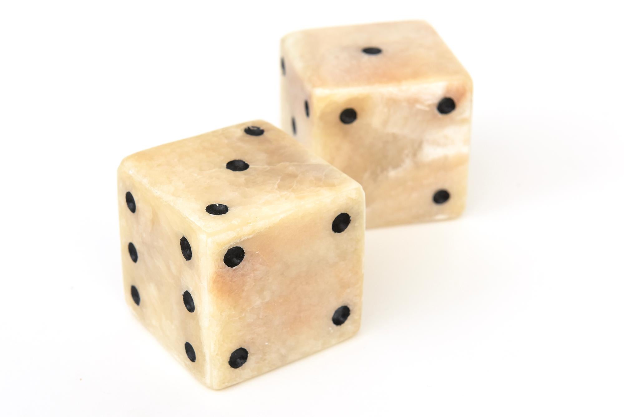 Modern Pair of Limited Edition Square Onyx Dice Sculpture or Desk Accessory